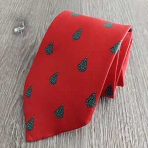 Men’s John Henry Silk Tie, Christmas Tree - Red